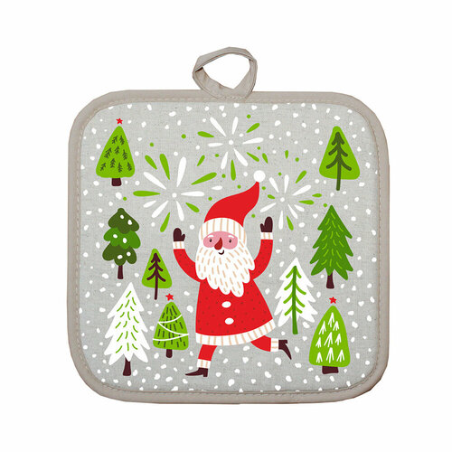 S-CHIEF ПЛ-018 Прихватка НГ полулён 18 х 18 см 18 х 18 см Санта с ёлками УТ-0011868