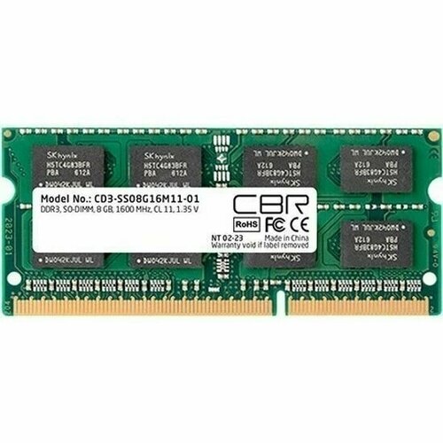 Оперативная память 8Gb DDR-III 1600MHz CBR SO-DIMM CD3-SS08G16M11-01 278600₽