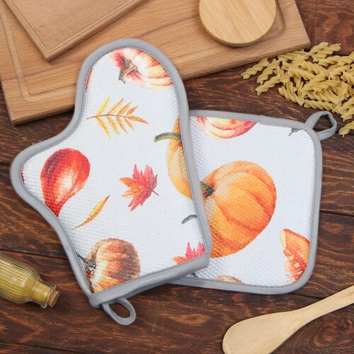 Кух набор 2 пр Этель Тыквы прих 20х20 см вареж-прихв 27х20 см100 пэ 566₽