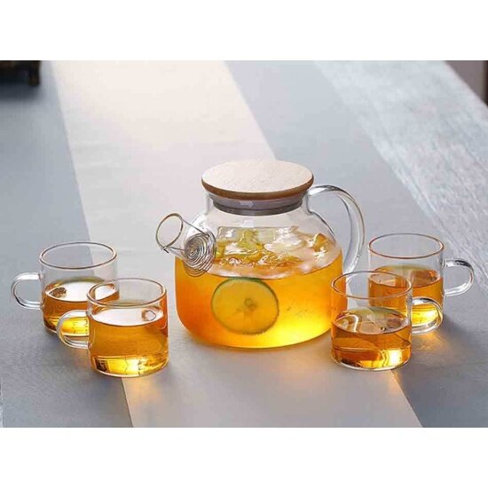фото Чайный набор: чайник 1000 мл + 4 чашки 120 мл TECO TC-TS04