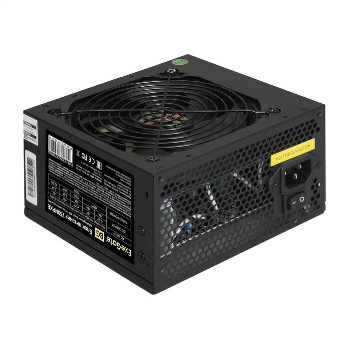 EXEGATE Блок питания EX292176RUS-PC Блок питания 750W 750NPXE ATX, PPFC, PC, 12cm fan, 24pin, 2x 4+4 pin, 2xPCI-E, 5xSATA, 3xIDE, black, кабель