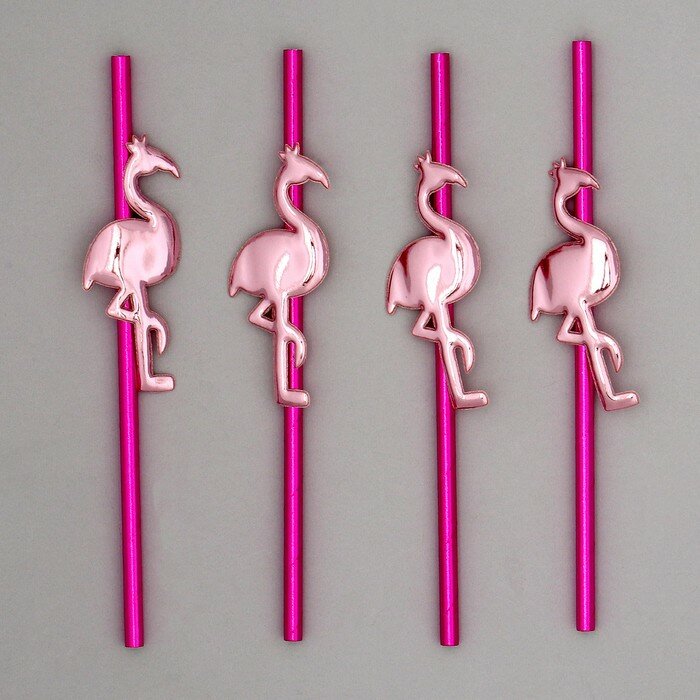 Трубочки для коктейля «Фламинго», в наборе 4 шт. - фотография № 2