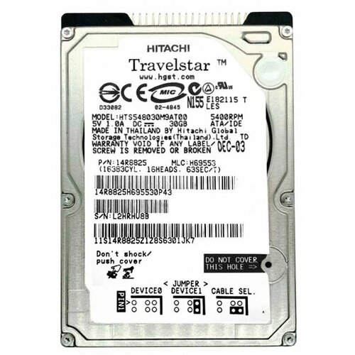 Жесткий диск Hitachi 14R8825 30Gb 5400 IDE 25 HDD 701000₽