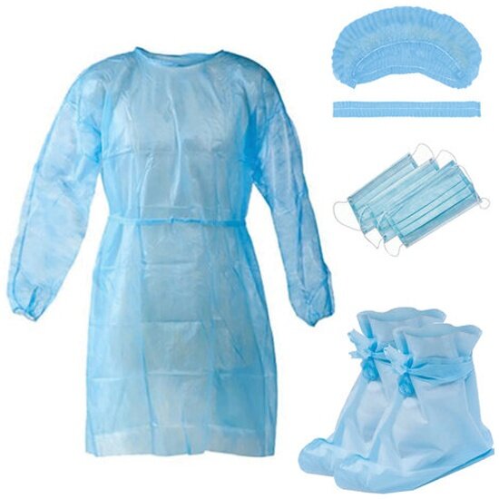 Комплект одежды защитный NF стерильный (халат шапочка маска бахилы)