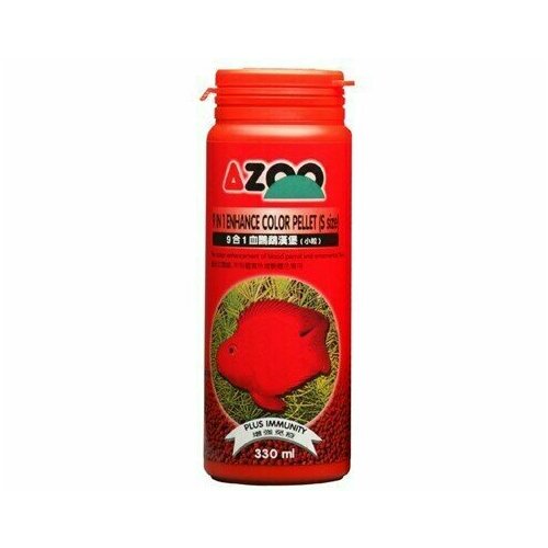 Корм AZOO 9 in 1 Enhance Color Pellet S в мелких гранулах для усиления окраски аквариумных рыб, 120 мл.