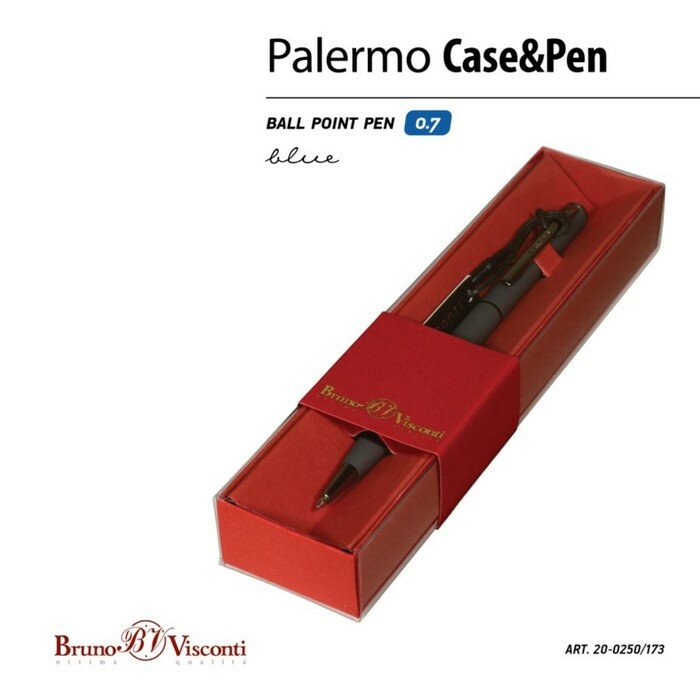 Ручка шариковая автоматическая Palermo, синяя, в футляре Bruno Visconti - фото №3