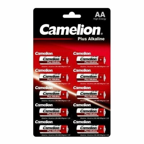 Camelion Батарейка Plus Alkaline BL1x10 LR6 отрывные LR6-BP1x10P, батарейка,1.5В 10 шт. в уп-ке батарейка eleven aa lr6 в упаковке 40 шт