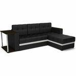 Угловой диван Mebel Ars Атланта (экокожа черная с полоской) - изображение