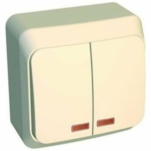 Выключатель Systeme Electric (schneider Electric) SCHNEIDER ELECTRIC 2-клавишный с подсветкой SE Этюд наруж Крем