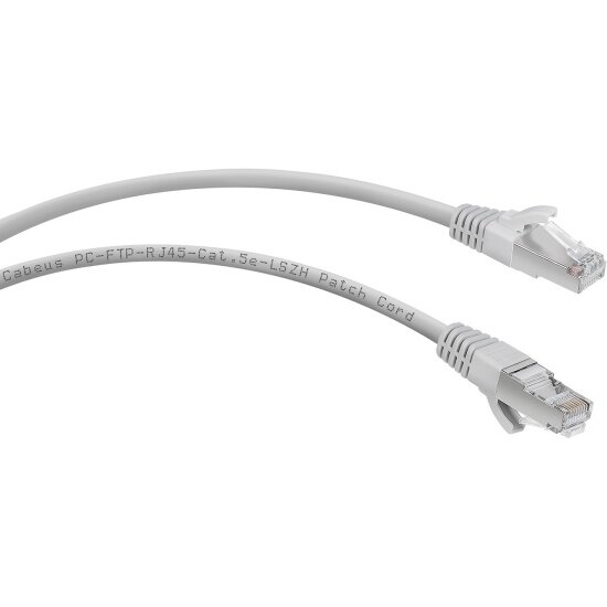 Патч-корд Cabeus F/UTP PC-FTP-RJ45-Cat.5e-0.3m-LSZH категория 5е, 2xRJ45/8p8c, экранированный, серый, LSZH, 0.3м