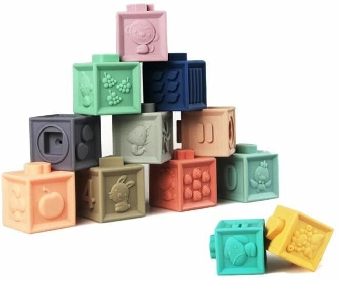 Набор мягких кубиков 12 шт с пищалкой, BT0181