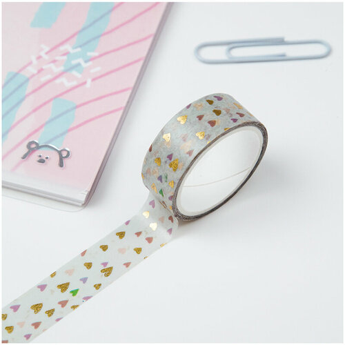 Клейкая лента декоративная MESHU Small hearts, комплект 24 шт, 1.5см*3м