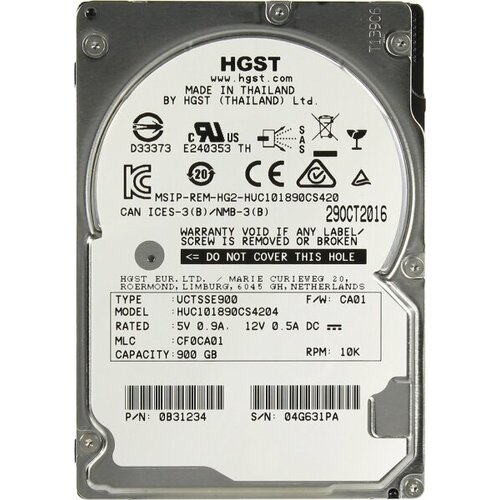 Жесткий диск HGST 0B31234 900Gb 10520 SAS 25 HDD 1919000₽