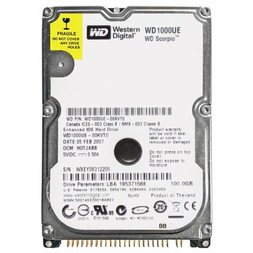 Жесткий диск Western Digital WD1000UE 100Gb 5400 IDE 25 HDD 1268000₽
