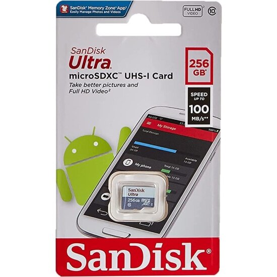 Карта памяти Sandisk micro SDXC 256Gb Ultra Class 10 UHS-I (100/10 MB/s)