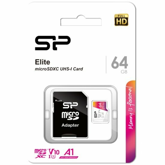 Карта памяти SILICON POWER micro SDXC 64Gb Elite Class 10 UHS-I U1 A1 + ADP (100/10 Mb/s)