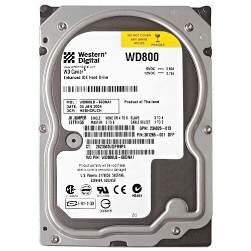 Жесткий диск Western Digital WD800LB 80Gb 7200 IDE 3.5 HDD жесткий диск western digital wd1600avjb 160gb 7200 ide 3 5 hdd