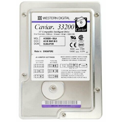 Жесткий диск Western Digital WD33200 3.2Gb 5200 IDE 3.5