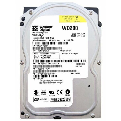 Жесткий диск Western Digital WD200EB 20Gb 5400 IDE 3.5 HDD жесткий диск western digital wd408aa 45gb 5400 ide 3 5 hdd