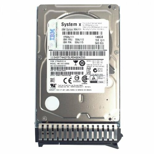 Жесткий диск Lenovo 00AJ111 146Gb 15000 SAS 25 HDD 1919000₽