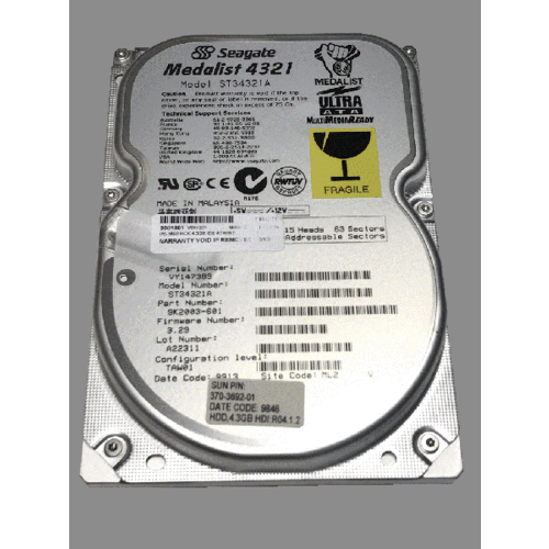 Жесткий диск Seagate ST34312A 43Gb 5400 IDE 35 HDD 1751000₽
