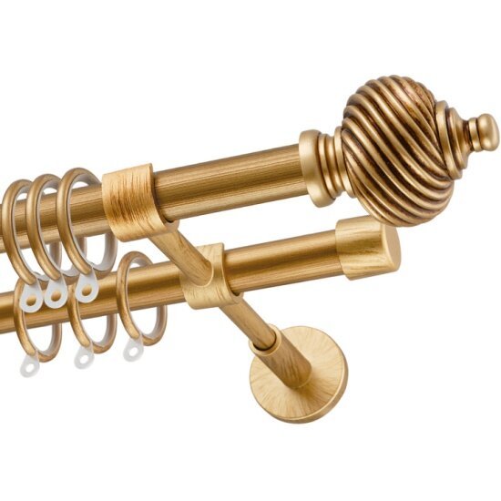 фото Карниз металлический двухрядный ARCO DORO DDA Emily Гиостра диаметр 19/19мм, золото антик, 300 см