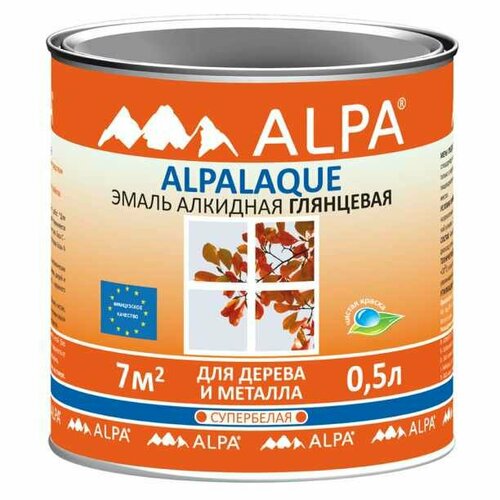 Эмаль для дерева и металла ALPA ALPAlaque глянцевая белая (база A) 0,5 л