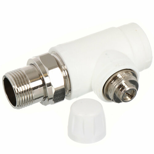 Клапан для радиатора настроечный прямой, полипроп, d20х1/2', бел, РосТурПласт клапан для радиатора настроечный угловой полипроп d25х3 4 бел ростурпласт