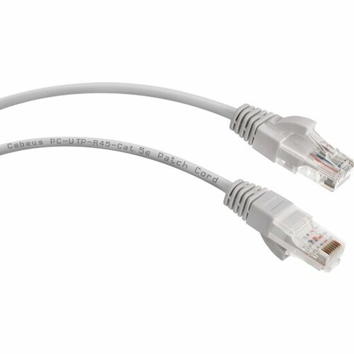 Патч-корд Cabeus U/UTP PC-UTP-RJ45-Cat.5e-0.15m категория 5е, 2xRJ45/8p8c, неэкранированный, серый, PVC, 0.15м PC-UTP-RJ45-Cat.5e-0.15m