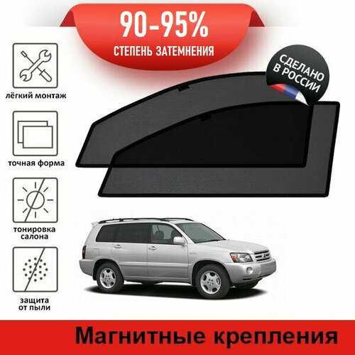 Каркасные шторки LATONIK PREMIUM на Toyota Kluger 1 рестайлинг (XU20) (2003-2007) на передние двери на магнитах с затемнением 90-95%