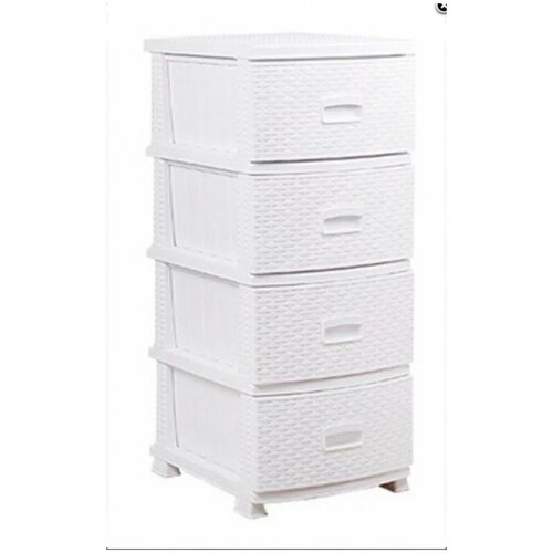 Комод росспласт 4-х секц. Ротанг белый