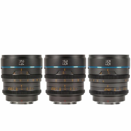 Комплект объективов Sirui Nightwalker 24/35/55mm T1.2 S35 E-mount Серый MS-3SEG