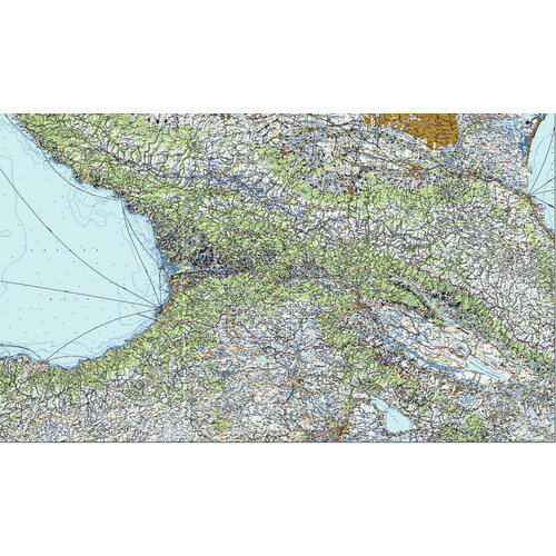 Рельефная карта Кавказа на жесткой основе 130х195 см