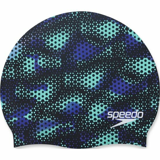 Шапочка для плавания детская Speedo SLOGAN PRT CAP JU BLACK/BLUE, черный/синий