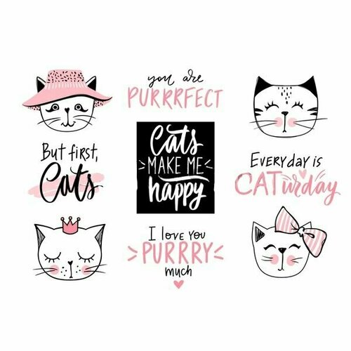 Наклейки стикеры головы милых котов