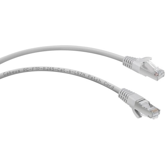 Патч-корд Cabeus F/UTP PC-FTP-RJ45-Cat.6-10m-LSZH категория 6, 2xRJ45/8p8c, экранированный, серый, LSZH, 10м