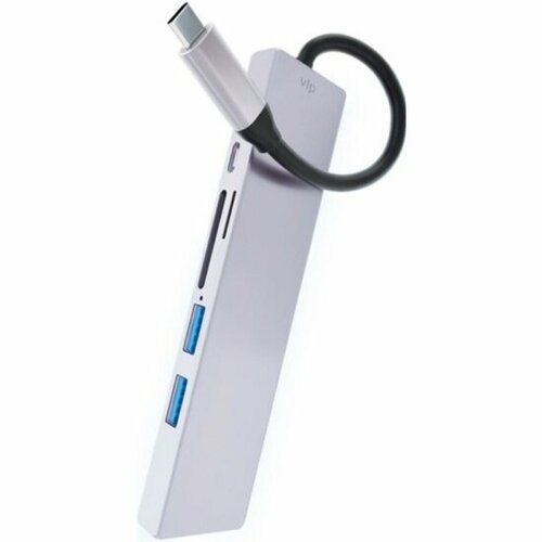 Разветвитель Vlp USB , 2хUSB 3.0 + USB-Type C, PD, серебристый
