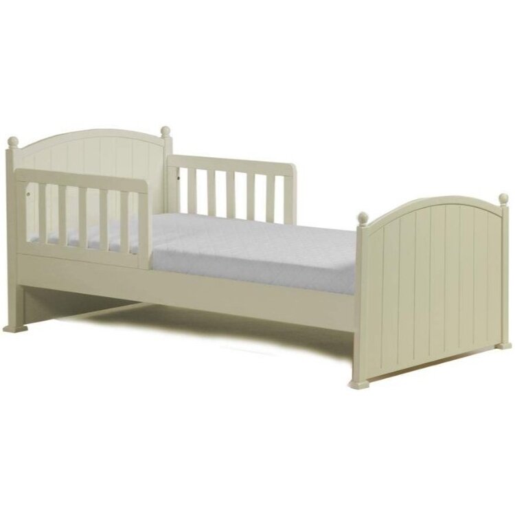 фото Кровать подростковая Кубаньлесстрой Олимпия с ограждением - ваниль