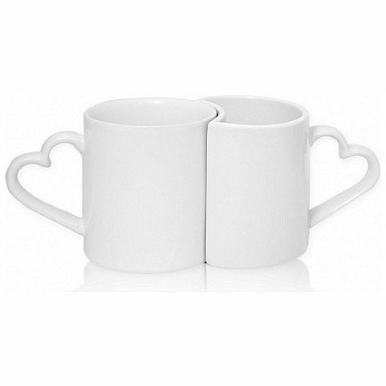 фото Кружка для термотрансфера пара (полукруг и круг с ручкой сердцем) белая, B1QL-1 (Комплект из 2х (полукруг и круг с ручкой сердцем))