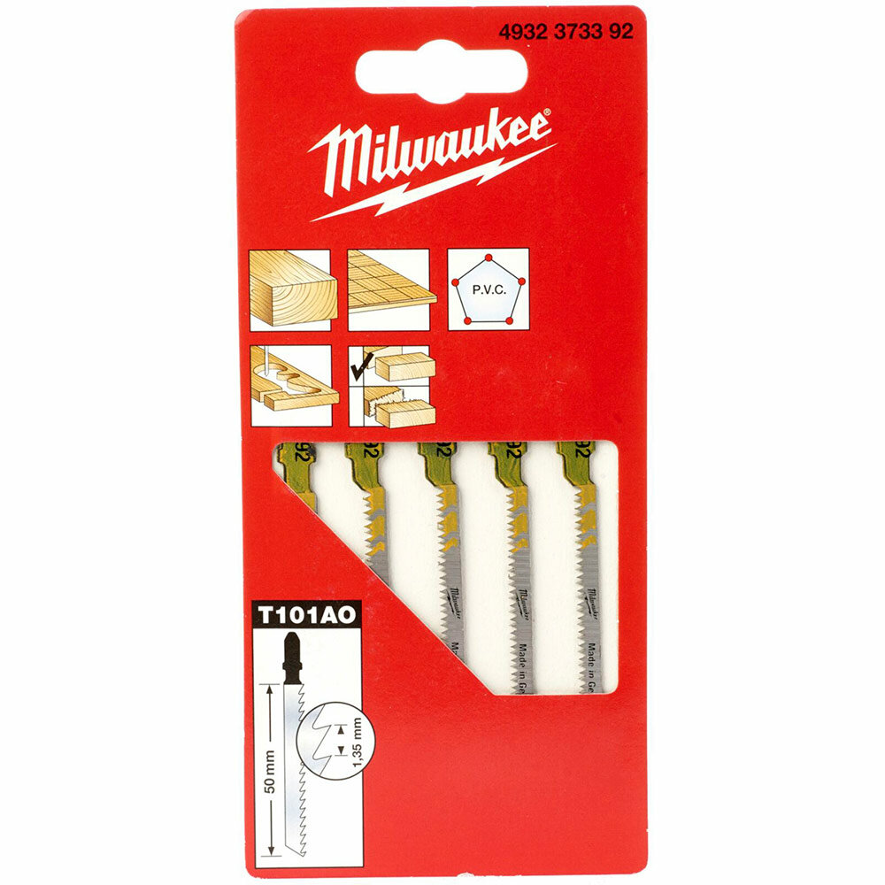 Пилка для лобзика по дереву Milwaukee T101AO 50мм 5шт (392) - фото №1