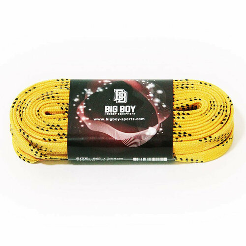 Шнурки для коньков BIG BOY Comfort Line с пропиткой арт. BB-LACES-CL-244YL, полиэстер, 244см, желтый