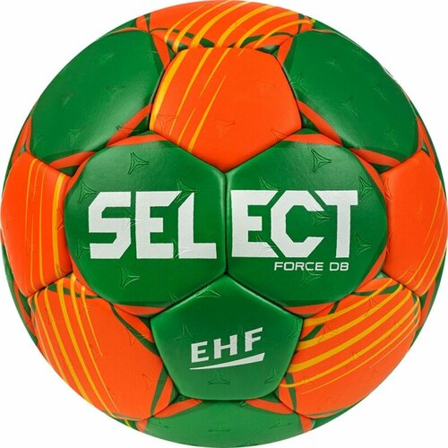 Мяч гандбольный SELECT FORCE DB V22, 1621854446, Junior (р.2), EHF Appr, ПУ, гибридная сшивка, оранжево-зеленый