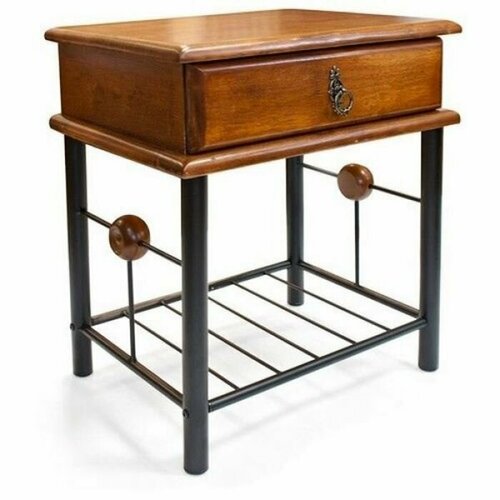 Прикроватная тумба AT-300, Красный дуб/черный