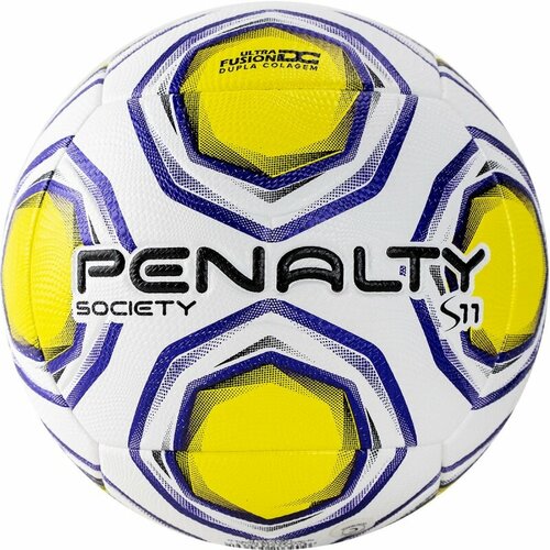Мяч футбольный PENALTY BOLA SOCIETY S11 R2 XXI, арт. 5213081463 U, размер 5, PU, термосшивка, белый желтый синий