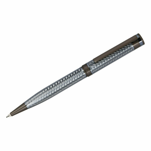 Ручка шариковая Delucci Stellato синяя, 1,0мм, корпус серебро/хром, поворотн, подарочная упаковка