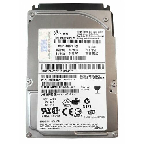 Жесткий диск IBM 90P1315 364Gb 10000 U320SCSI 25 HDD 1131500₽