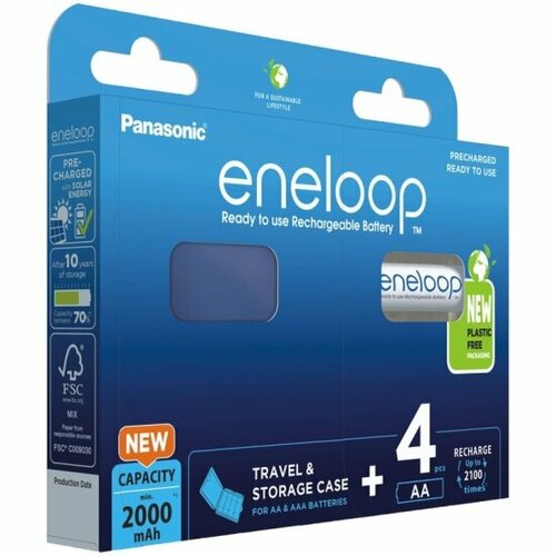 Аккумулятор Eneloop Panasonic LR6 AA 2000 mAh (уп 4 шт) + футляр