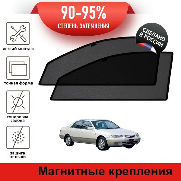 Каркасные шторки LATONIK PREMIUM на Toyota Camry Gracia 1 (XV20) (1996-1999) седан на передние двери на магнитах с затемнением 90-95%