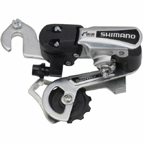фото Переключатель задний shimano tourney, ty21-b, ss, 6 скоростей, крепление на ось (обратное), серебристый, без упаковки