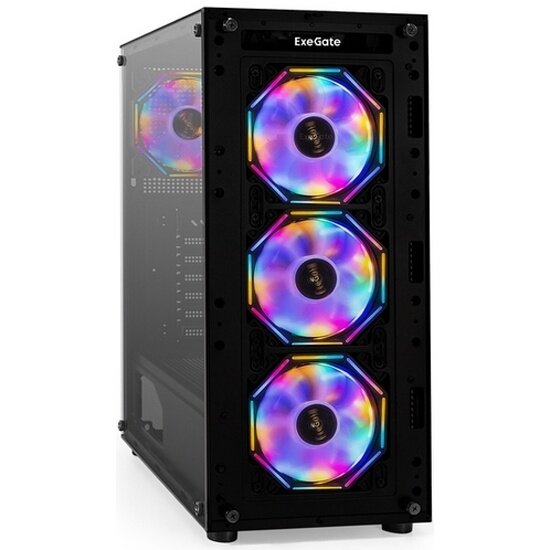 Корпус Miditower ExeGate i3 BASE-NPX700 (ATX БП 700NPX с вент. 12 см с окном 1*USB+1*USB3.0 аудио 4 вент. 12см с RGB подсветкой)